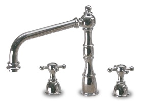 Tower - Wide-Spread Kitchen Faucet with Cross Handles and Side Spray